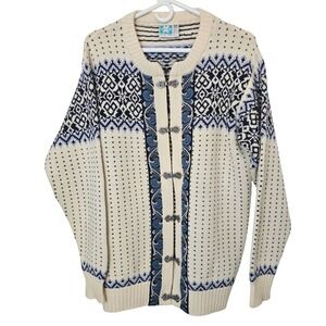 Norsewear Cream and Navy Nordic Knit Cardigan